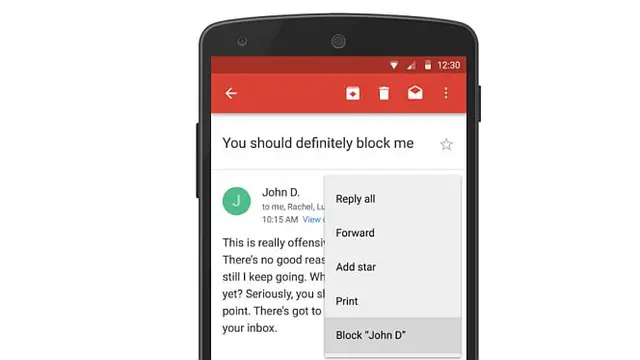 Fitur blokir di aplikasi Android layanan email Google, Gmail (Foto: Ist)