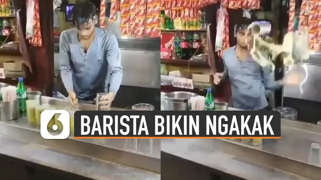 Mungkin penjual minuman ini sedang apes.