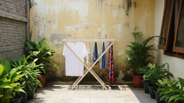 Ide Rak Jemuran Lipat untuk Belakang Rumah Sempit Model Lipat Minimalis