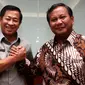 Calon presiden dari Partai Gerindra Prabowo Subianto menyambangi kantor Persatuan Purnawirawan dan Warakawuri ABRI (Pepabri) di Jalan Diponegoro, Jakarta Pusat.