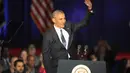 Presiden Barack Obama berada di penghujung masa kepemimpinannya. Ia menyampaikan sebuah pidato perpisahan pada 10 Januari 2017 di McCormick Place, Chicago. (AFP/Bintang.com)