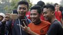Pemain Persija Jakarta, Evan Dimas, saat melakukan latihan di Lapangan Sutasoma, Jakarta, Rabu(28/1/2020). Gelandang Timnas Indonesia ini menjalani latihan terpisah karena masih pemulihan cedera. (Bola.com/M Iqbal Ichsan)