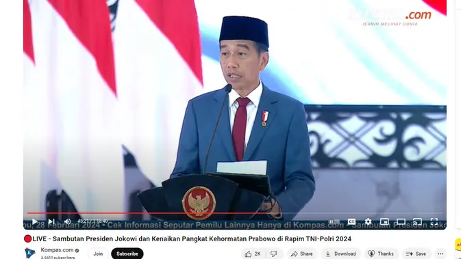 <p>Tangkapan layar klaim video pidato Presiden Jokowi minta masyarakat tak protes kenaikan pangkat bintang 4 Prabowo</p>
