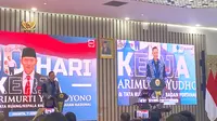 Menteri ATR/Kepala BPN, Agus Harimurti Yudhoyono (AHY) menyampaikan capaiannya dalam 100 hari kerja di pemerintahan Jokowi-Ma'ruf Amin. (Liputan6.com/Delvira Hutabarat)