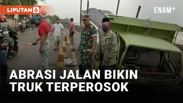VIDEO: Abrasi Pantai Bikin Jalan Ambles dan Truk Terperosok