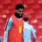 Striker Timnas Inggris, Marcus Rashford, sedang melakukan latihan di Stadion Wembley dalam persiapan melakukan pertandingan persahabatan internasional melawan Uruguay dan Jepang di FIFA Matchday Maret 2026. (Henry NICHOLLS / AFP)