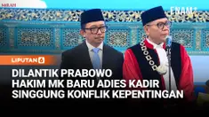 Presiden Prabowo Subianto melantik Adies Kadir sebagai Hakim Mahkamah Konstitusi dan Juda Agung sebagai Wakil Menteri Keuangan di Istana Kepresidenan, Jakarta, Kamis (5/2).