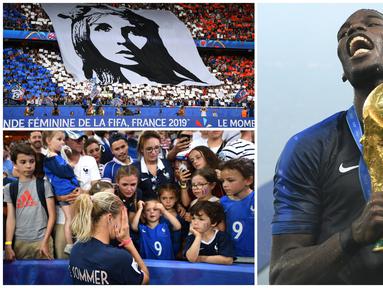 Tim sepak bola wanita Prancis gagal mengikuti prestasi yang diraih Paul Pogba dan kawan-kawan yang mampu menjadi juara dunia. (Kolase Foto-foto AFP)