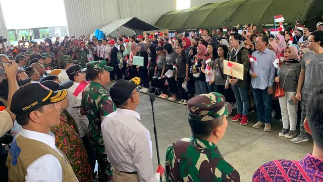 WNI yang telah menjalani observasi di Natuna, Kepulauan Riau jelang dipulangkan ke kampung halaman masing-masing.