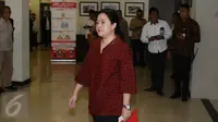 Menko PMK, Puan Maharani bersiap memimpin rakor tingkat menteri di kantor Kemenko PMK, Jakarta, Senin (20/2). Rapat membahas persiapan pelaksanaan Asian Games 2018 di Jakarta dan Palembang. (Liputan6.com/Helmi Fithriansyah)