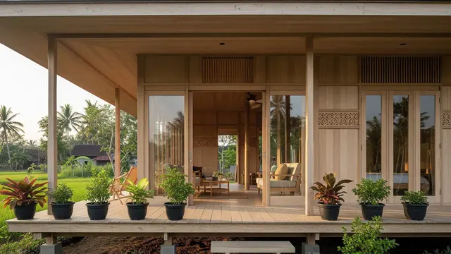 Model Rumah Kayu Modal Rp 50 Juta dengan Halaman Mini di Desa