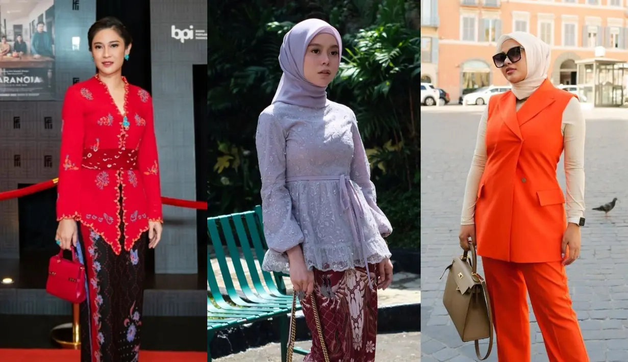 Kombinasi warna outfit sejumlah selebriti ini bisa jadi inspirasi untuk tampil elegan di hari Lebaran. Ada siapa saja? [@therealdisastr-@lestykejora-@aurel.hermansyah]