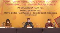 Paparan publik PT Mulia Boga Raya Tbk (KEJU), Selasa (29/3/2022) (Foto: tangkapan layar/Pipit I.R)
