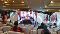 Menteri Koordinator Bidang Perekonomian Airlangga Hartarto yang hadir secara virtual dalam sesi Leaders Insight pada Festival Ekonomi Keuangan Digital Indonesia (FEKDI) 2022, Jumat (15/07),