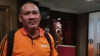 Pelatih tim putri Jakarta BNI Taplus, Risco Herlambang, mengaku target manajemen untuk menjadi juara Proliga 2018 terbilang realistis. (Bola.com/Muhammad Wirawan Kusuma)