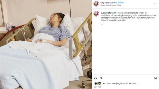 Uut Permatasari dirawat di rumah sakit saat dirinya edang hamil  4 bulan