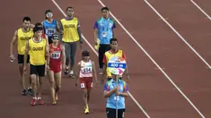 Para atlet cabang para atletik di nomor lari 400 meter putri klasifikasi T11 pada Asian Para Games 2018, di Stadion Utama Gelora Bung Karno Jakarta, Kamis(11/10/2018).  (Bola.com/Peksi Cahyo)