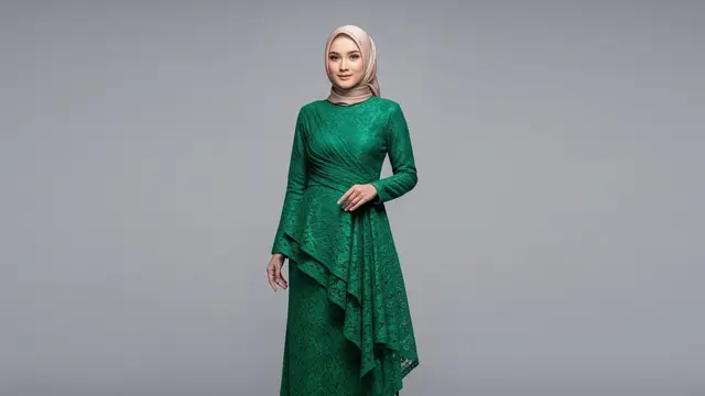 Gamis Brokat Emerald Model Wrap Samping