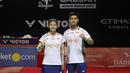 Pasangan ganda campuran Indonesia, Jafar Hidayatullah/Felisha Pasaribu usai menang dari wakil Denmark pada babak 32 besar Indonesia Masters 2026 di Istora Senayan, Jakarta, Rabu (21/1/2026) siang. (Bola.com/Abdul Aziz)