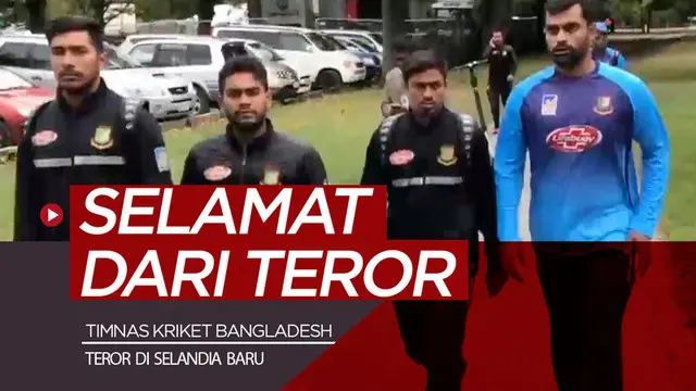 Berita video para pemain timnas kriket Bangladesh berjalan untuk menyelamatkan diri dari serangan teror penembakan di Kota Christchurch, Selandia Baru, Jumat (15/3/2019).