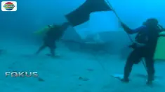 Komunitas penyelam di Kutai Timur, meluncur deras menuju dasar laut hingga kedalaman 17 meter di perairan Pulau Birah-Birahan.