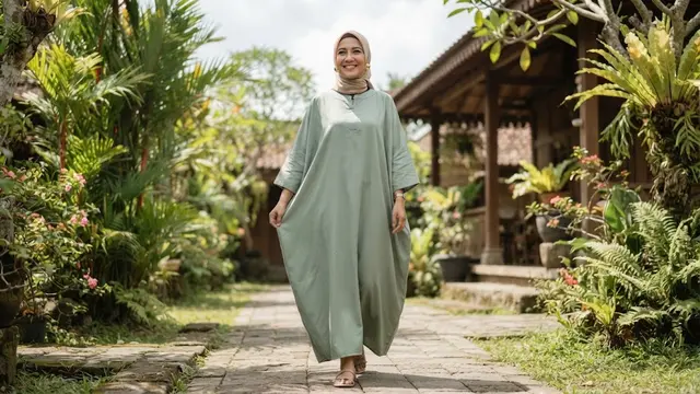 Model Gamis Katun Polos untuk Cuaca Panas yang Nyaman Dipakai Ibu-ibu