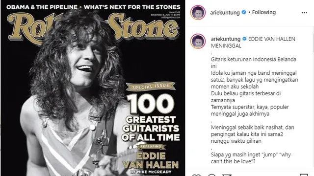 Eddie Van Halen (Foto: Instagram/@ariekuntung)