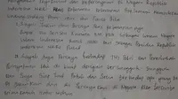 Surat pernyataan pengikut nabi palsu Sensen di Garut menyatakan jika Sensen sebagai presiden pusat negara kesatuan NKRI (Liputan6.com/Jayadi Supriadin)