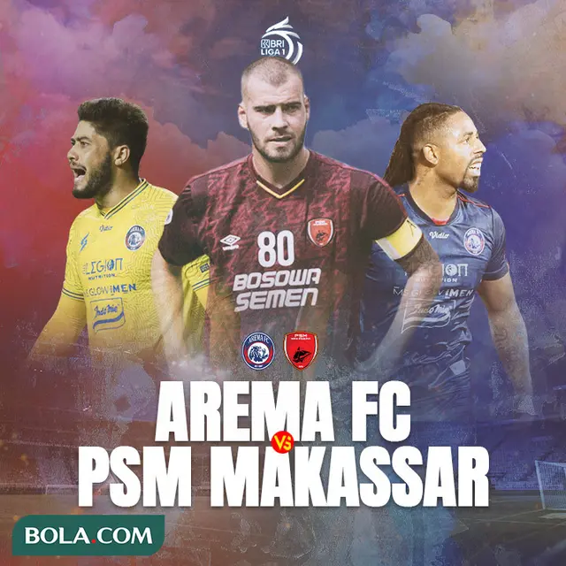 BRI Liga 1 - Arema FC Vs PSM Makassar - Ilustrasi Pemain: Carlos Fortes, Wiljan Pluim dan Adilson Maringa