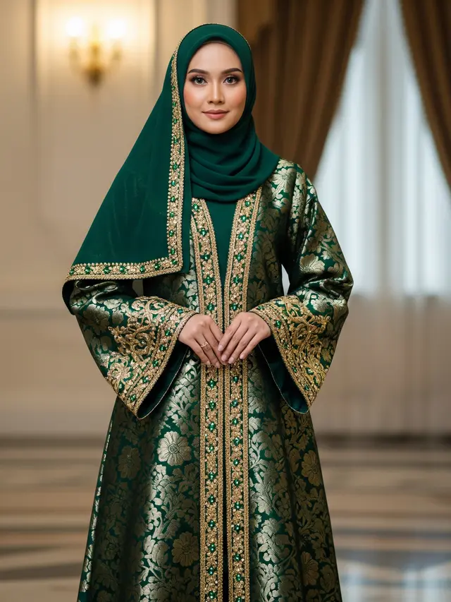 Gamis Abaya Dubai dengan Detail Premium (Image by Gemini AI)
