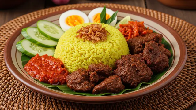 Resep Nasi Kuning Rendang (AI Generated)