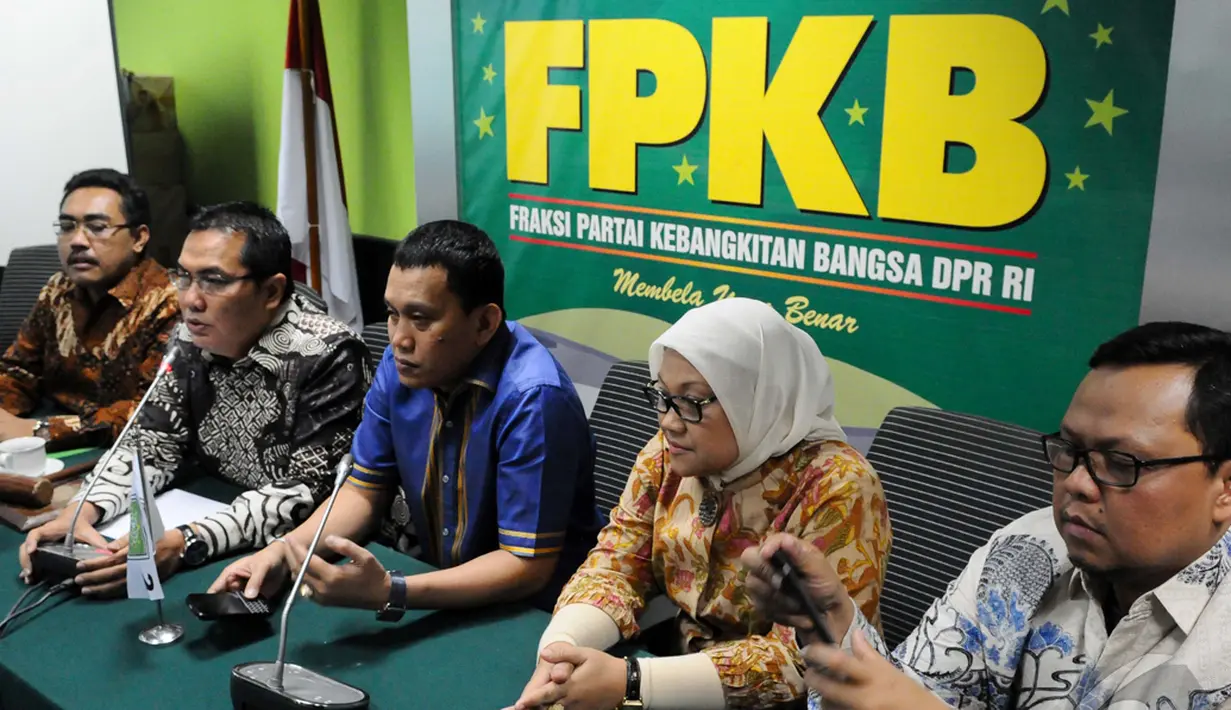 Fraksi PKB DPR RI meminta semua pihak untuk tidak membuat pernyataan yang bisa memperkeruh proses penyelesaian konflik di DPR, Jakarta, Kamis (13/11/2014) (Liputan6.com/Andrian M Tunay)