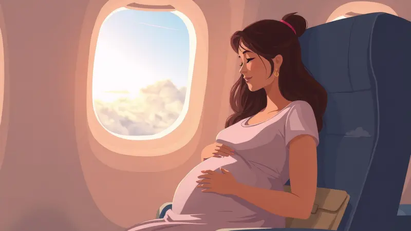 Bumil bisa tetap menikmati babymoon dan melakukan perjalanan jauh naik pesawat, asalkan terbang di waktu yang tepat dan memerhatikan tips aman dari dokter kandungan (Ilustrasi by AI)