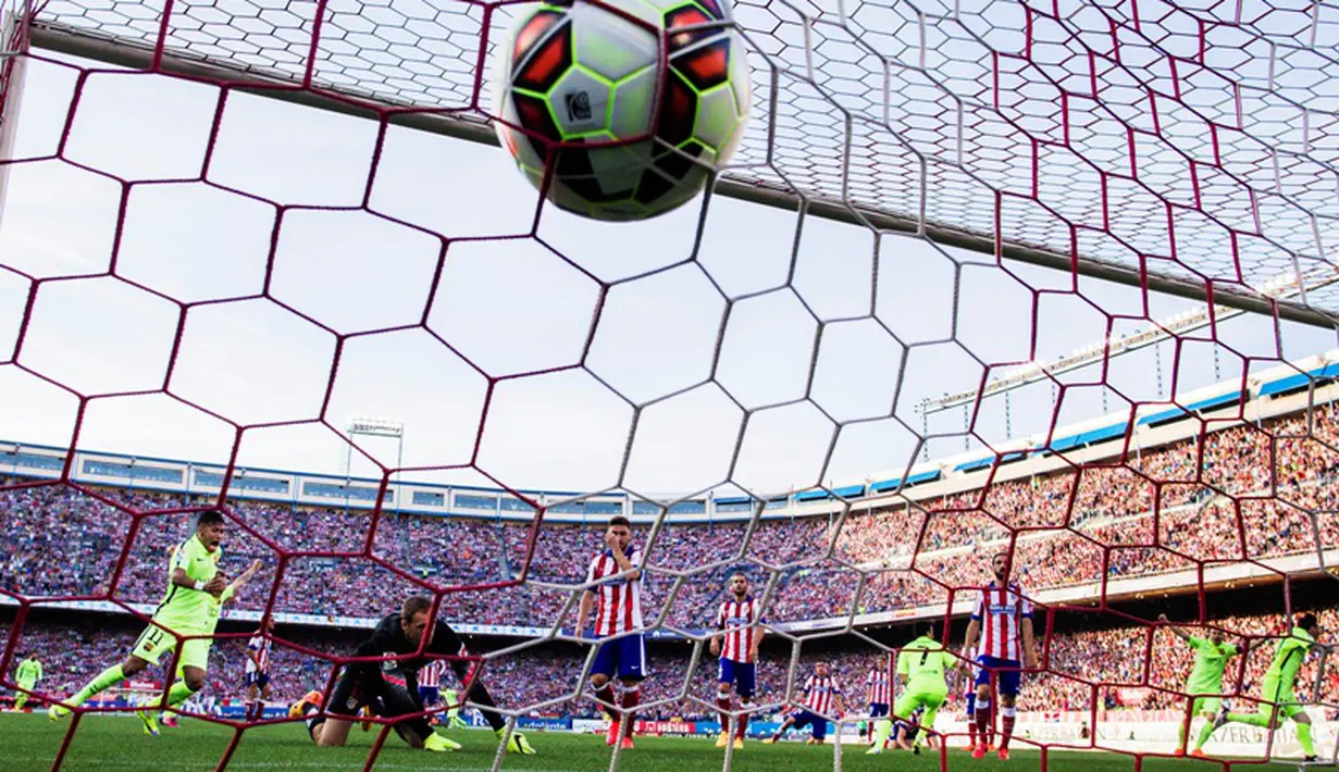 Gol Lionel Messi di menit ke-65. (AP Photo/Andres Kudacki)
