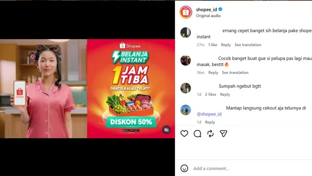 Belanja Sat Set Makin jadi Andalan, Iklan Terbaru Shopee Belanja Instant 1 Jam Tiba Ramai Dibahas Warganet