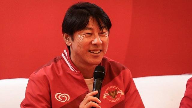 Shin Tae-yong memberikan keterangan media pada acara yang digelar PSSI (c) Bagaskara Lazuardi