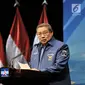 Ketua Umum Partai Demokrat Susilo Bambang Yudhoyono menyampaikan pidato politiknya dalam acara HUT Ke-17 Partai Demokrat di Jakarta, Senin (17/9). Dalam pidato politik itu, SBY menceritakan perjalanan Partai Demokrat. (Merdeka.com/Iqbal S Nugroho)