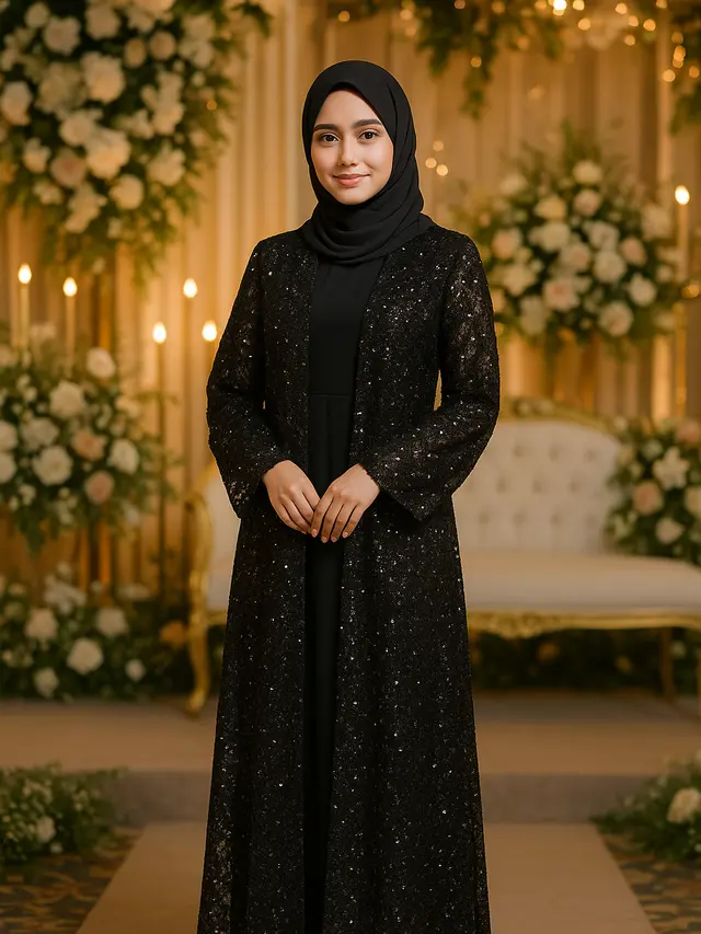Model Cardigan Brokat Panjang untuk Kondangan