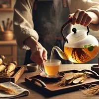 orang sedang membuat teh ginseng (ilustrasi oleh AI)