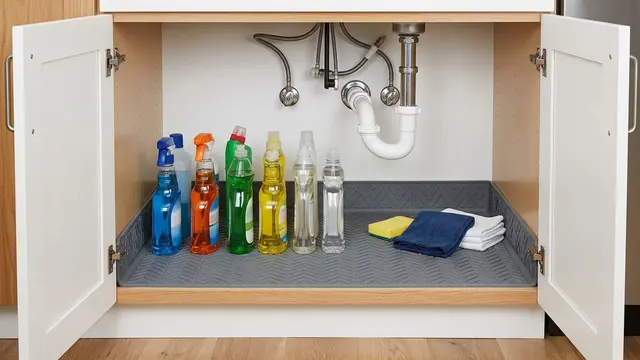 Cara Menata Area Bawah Wastafel agar Botol Pembersih Tidak Mudah Tumpah