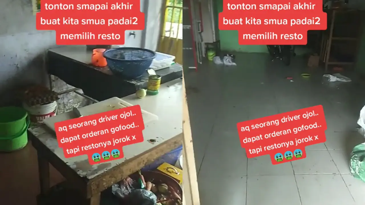 Pengendara ojol merekam kondisi tempat makan yang memprihatinkan dan kotor