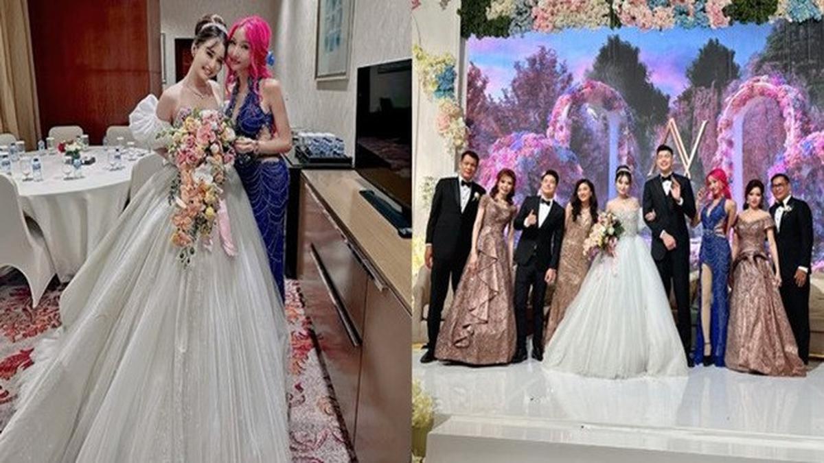 Lucinta Luna Tampil Beda dengan Rambut Pink di Pernikahan Vincent dan Vior