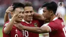 Gelandang Timnas Indonesia, Witan Sulaeman (kiri) merayakan golnya ke gawang Kamboja pada kualifikasi Grup A Piala AFF 2022 di Stadion Utama Gelora Bung Karno, Jakarta, Jumat (23/12/2022). Witan jadi nama terakhir yang didaftarkan Persija untuk mengarungi ketatnya persaingan putaran kedua Liga 1 2022/2023. (Liputan6.com/Helmi Fitriansyah)