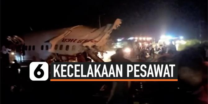 VIDEO: Pesawat India Kecelakaan Terbelah Dua, 17 Tewas