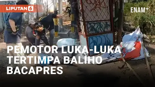 VIDEO: Pemotor di Depok Terjatuh dan Luka-luka Akibat Tertimpa Baliho Bacapres