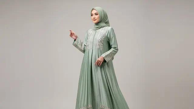 Gamis Silk Bordir Etnik Modern