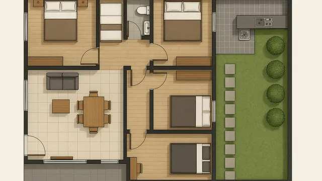 Desain Rumah 6x12 dengan 3 Kamar