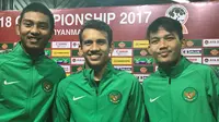 Trio 8 9 10, Witan Sulaiman, Muhammad Rafli Mursalim, dan Egy Maulana Vikry. (Bola.com/Aning Jati)