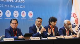 Ketua Umum Akuatik Indonesia, Anindya Bakrie, memimpin Rakernas Akuatik Indonesia di Hotel Arya Duta, Jakarta, Sabtu (28/2/2026). (Bola.com/M Iqbal Ichsan)