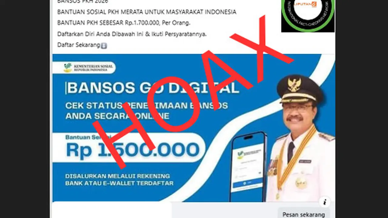 Cek Fakta Liputan6.com menemukan klaim link pendaftaran bantuan PKH Rp 1,7 juta untuk masyarakat